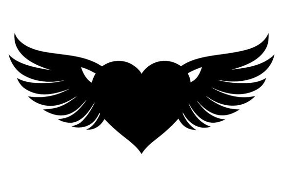 Download Heart with Wings Black Shape Silhouette - Shape silhouette Collection