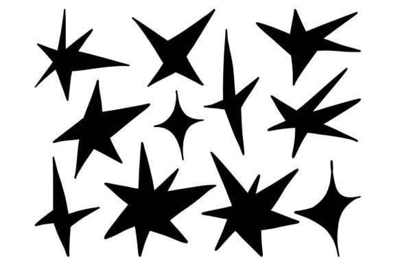 Download Black Starburst Shape Silhouette SetArt - Shape silhouette Collection